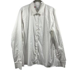 Misha Nonoo Women's Blouse Size 18 Solid White Career‎ Button Up Long Sleeve